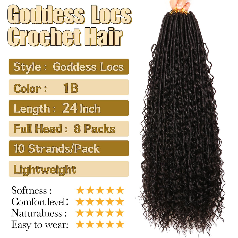 CooCooJoo Goddess Faux Locs with curly ends add volume for a bold look.