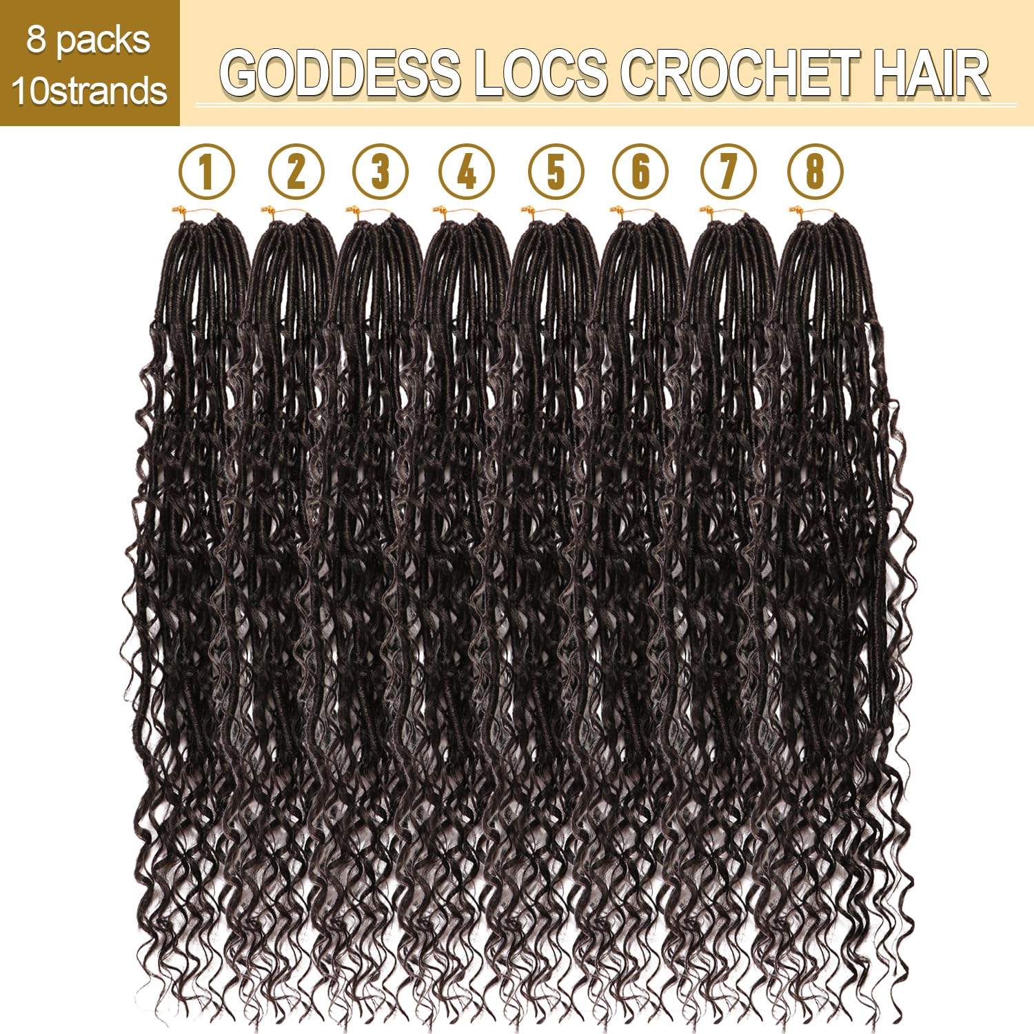 CooCooJoo Goddess Faux Locs pack includes crochet tool and beads for quick styling.