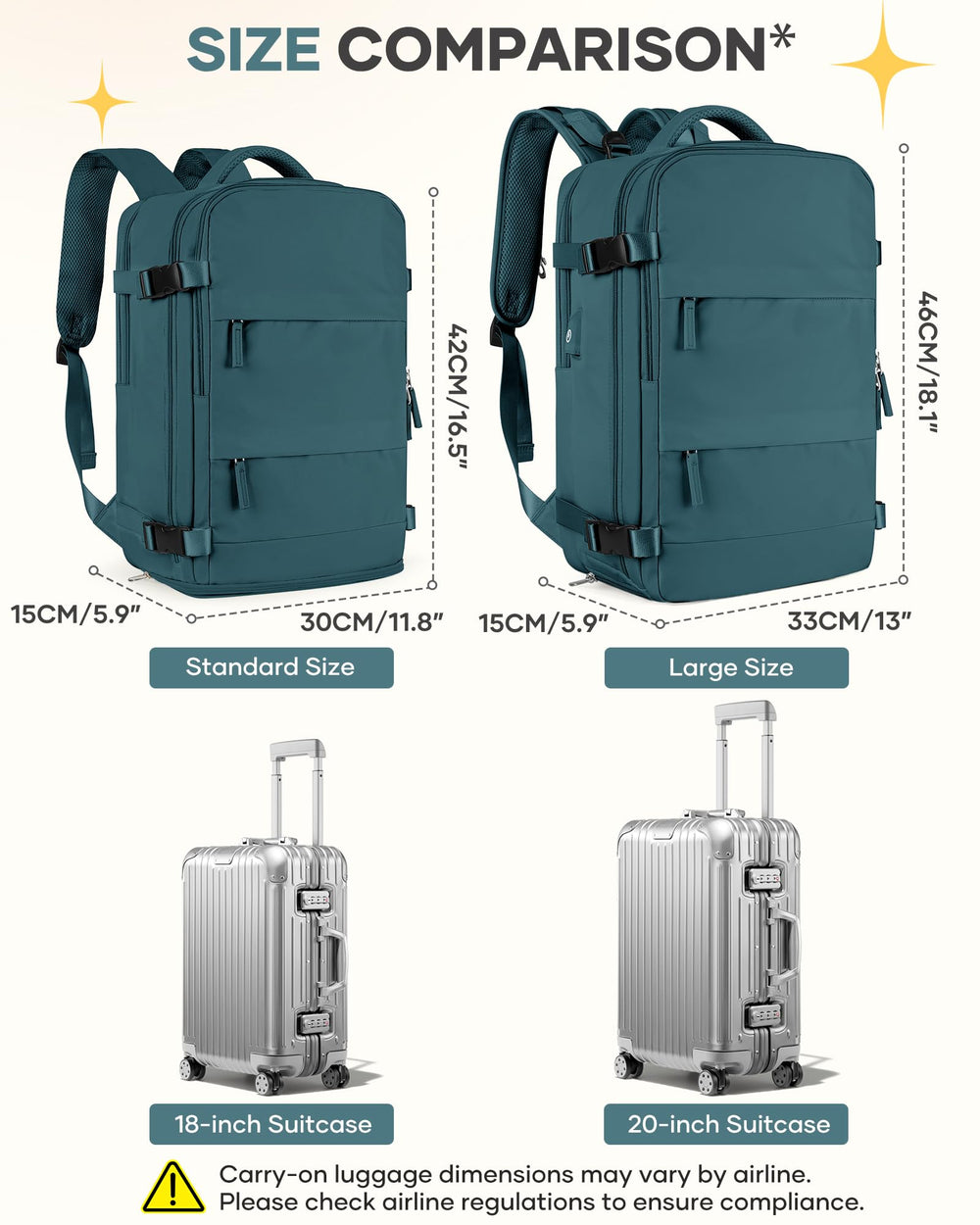 Coofay travel backpack airline-approval-pass-through demonstrates easy security checks