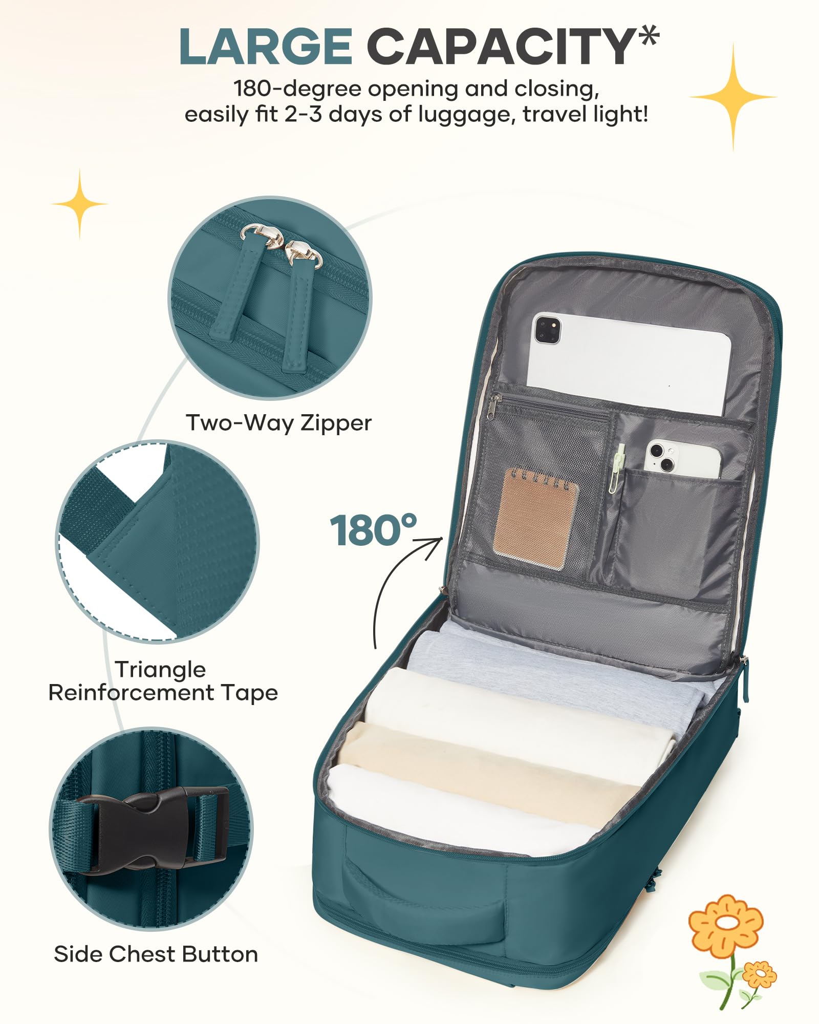 Coofay travel backpack ventilated-shoulder-straps boost airflow and reduce shoulder strain