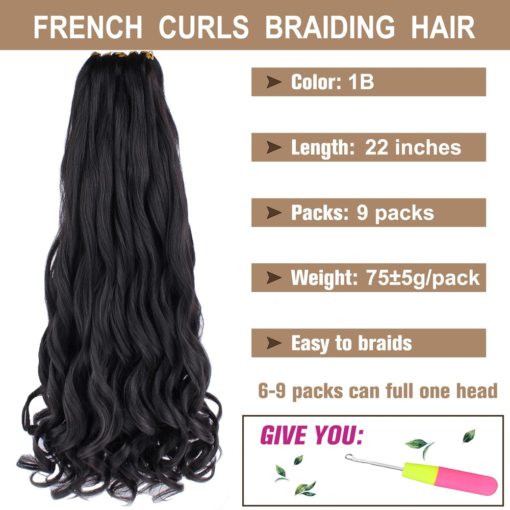 COOKOO 22in French Curl braiding hair 27 color highlights soft curls for loose wave looks