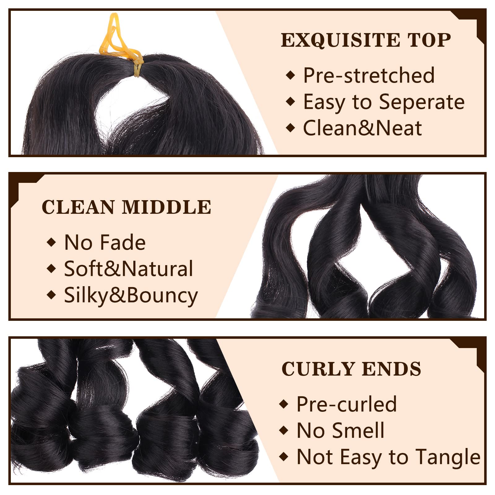 COOKOO 22in French Curl braiding hair 30 shade offers full body curls for bold crochet styles