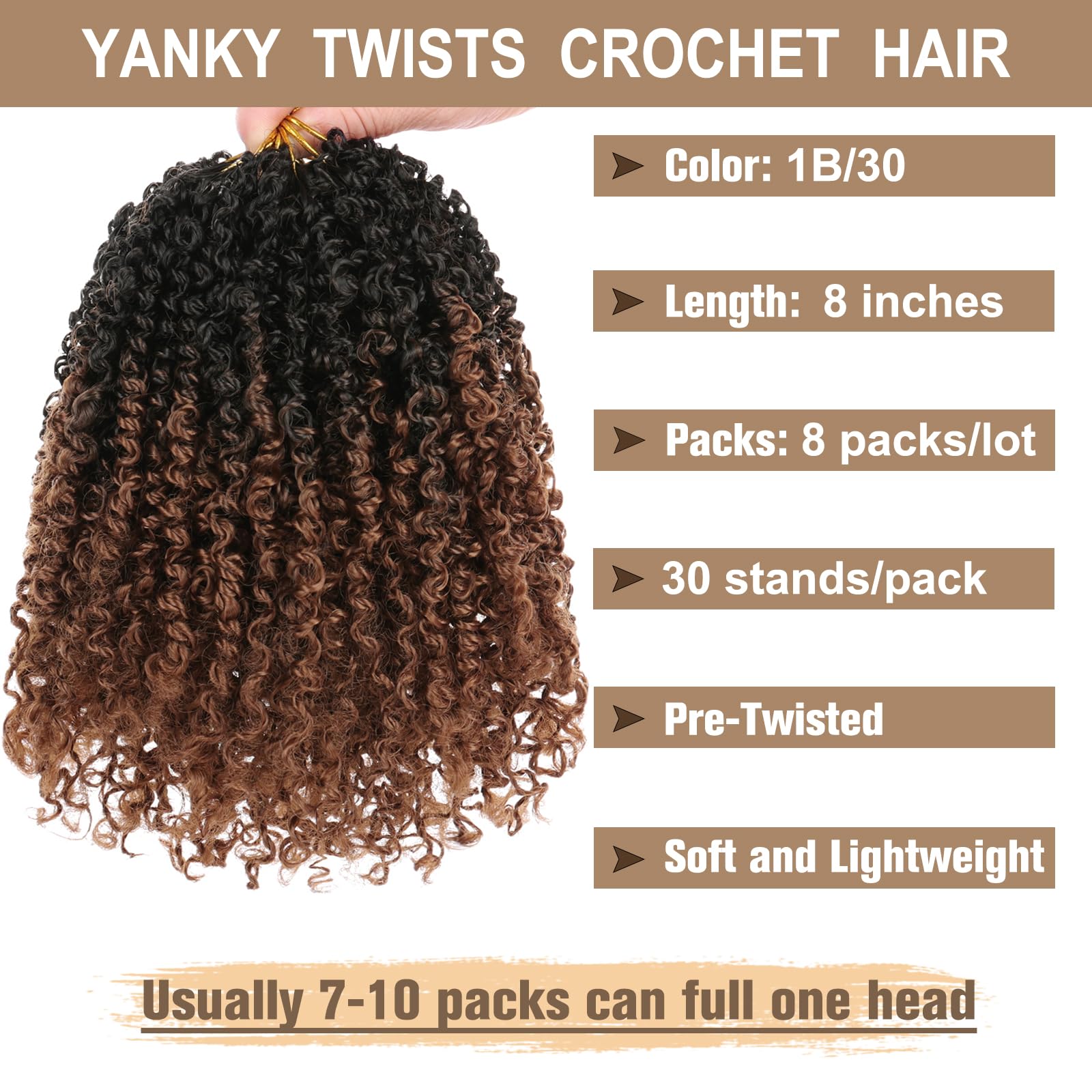COOKOO ombre brown spring twists shows shaded color for versatile styling.