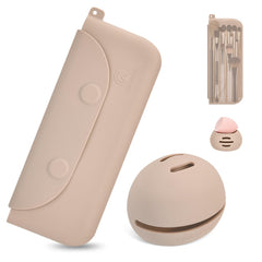 Cool-Angle silicone makeup brush holder keeps brushes organized and protected.