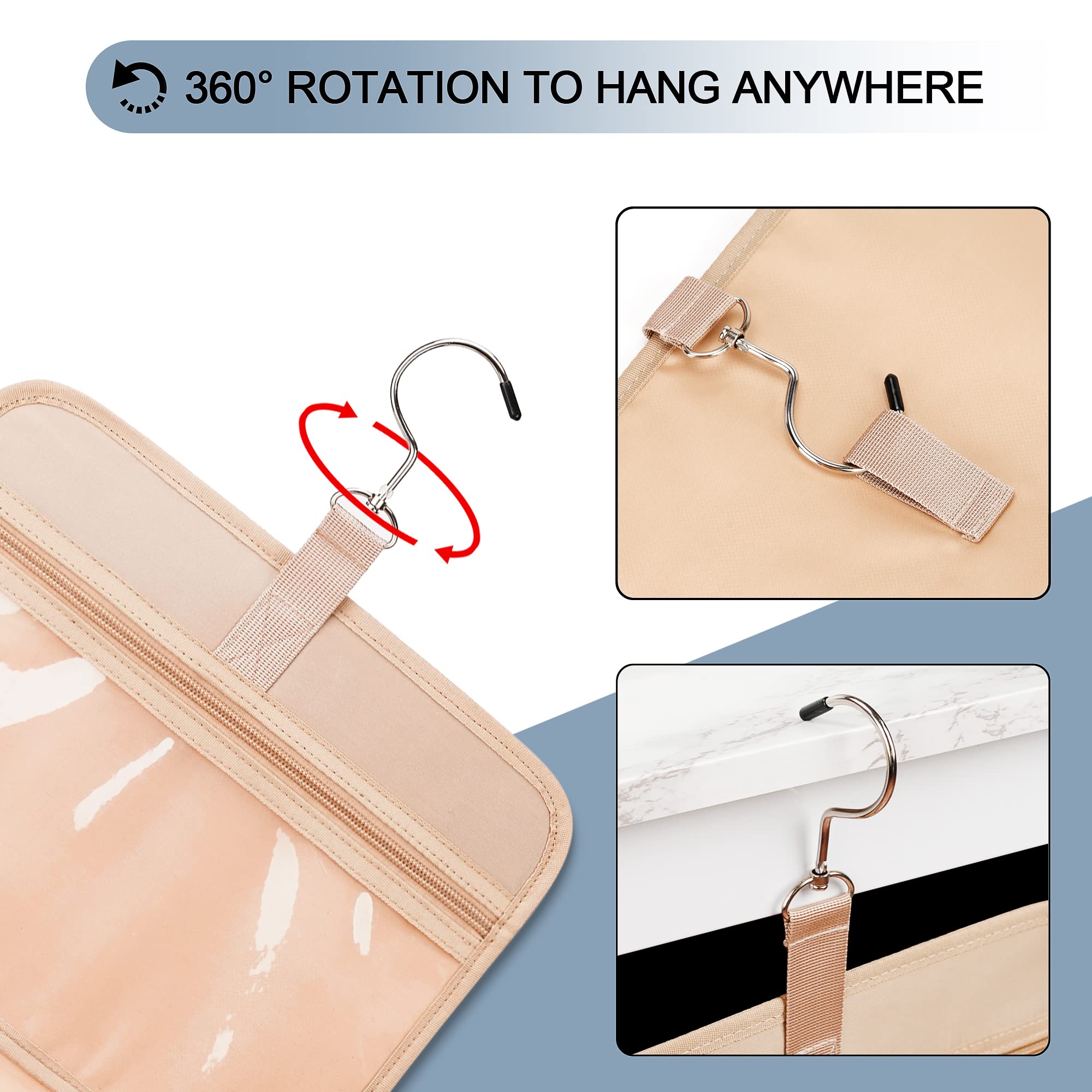 COOSKY 360° hook design enables versatile hanging options in bathrooms.
