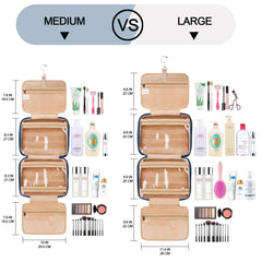 COOSKY extra-large makeup bag holds full-size toiletries for extended trips.