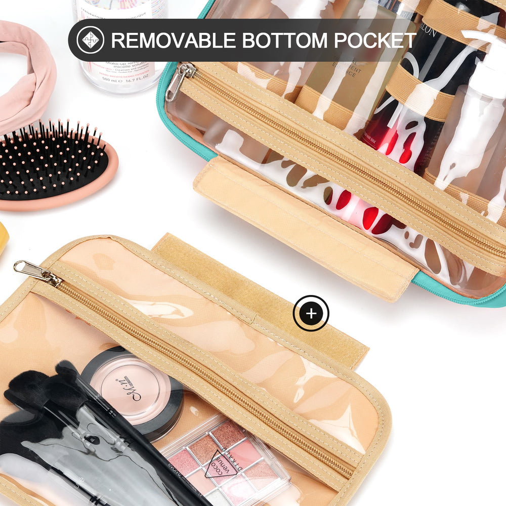 COOSKY travel hanging toiletry bag 360-degree hook offers versatile hanging options.