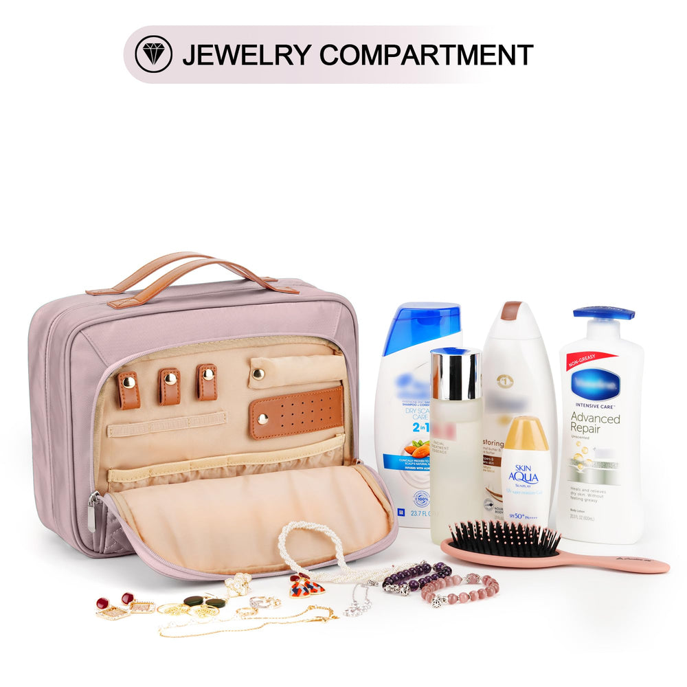 COOSKY travel hanging toiletry bag 360-degree hook offers flexible hanging options.