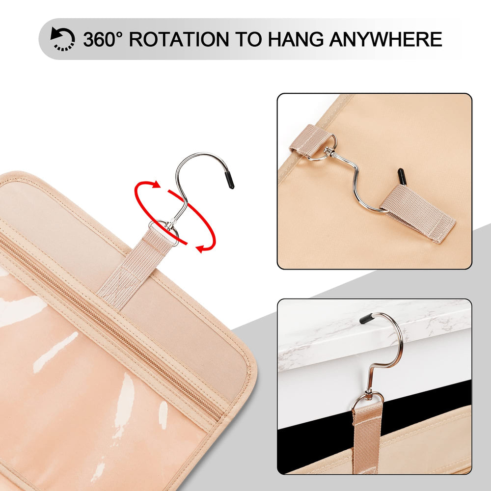 COOSKY travel hanging toiletry bag PU material visible looks sturdy and water-resistant.