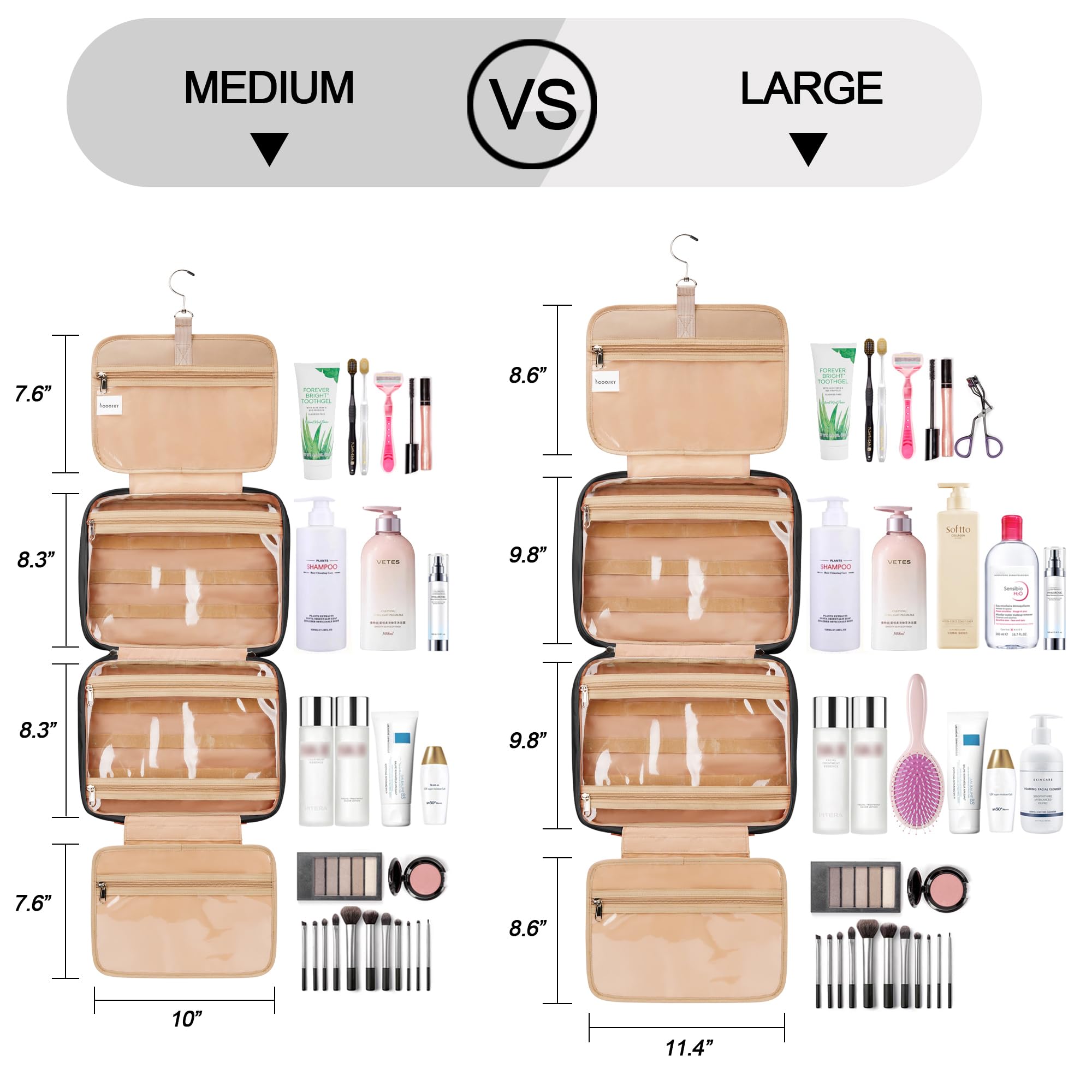 COOSKY travel hanging toiletry bag jewelry compartment keeps accessories safe during trips.