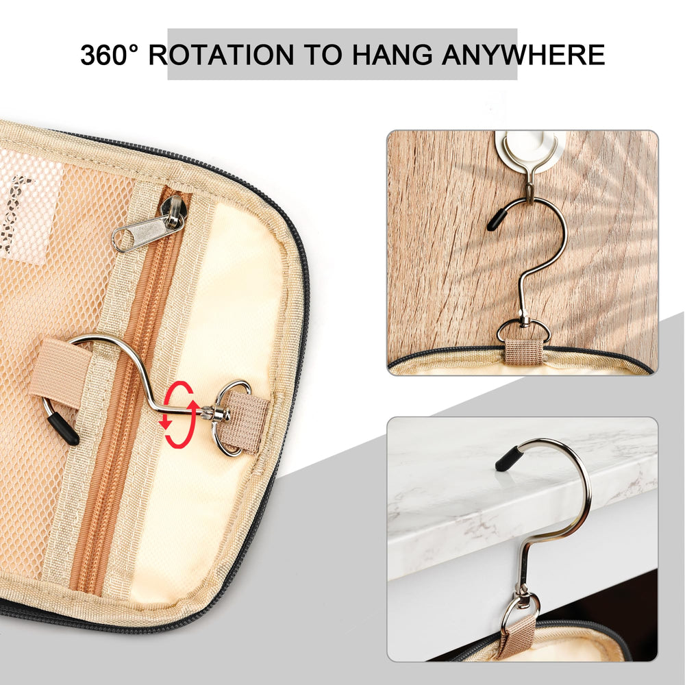 COOSKY travel hanging toiletry bag rotating hook offers versatile hanging options.