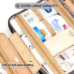 COOSKY Travel Hanging Toiletry Bag two main compartments hold up to eight full-size items.