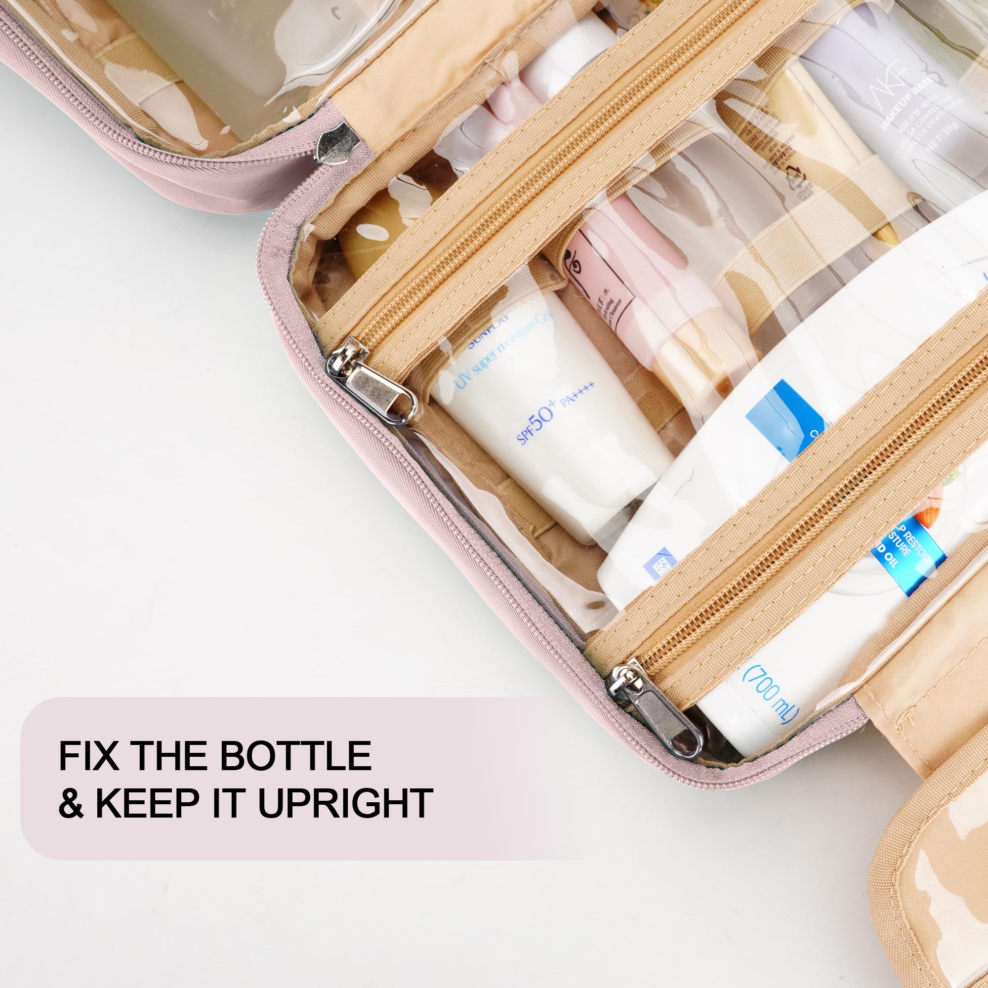 COOSKY travel hanging toiletry bag waterproof fabric protects items.