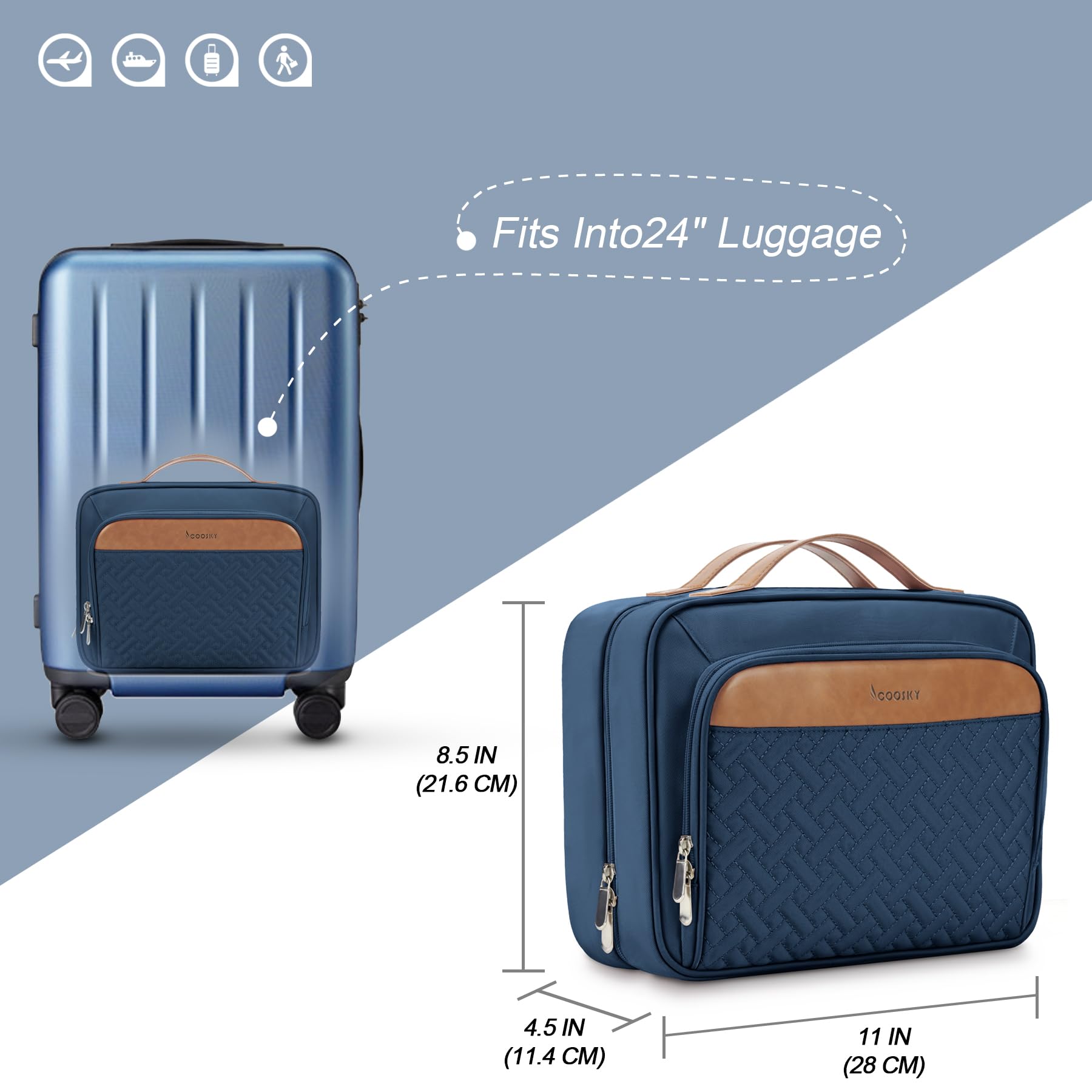 COOSKY back trolley strap — easy attachment to rolling luggage.
