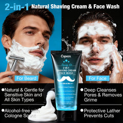 Copeax natural 2-in-1 shaving cream forms protective lather