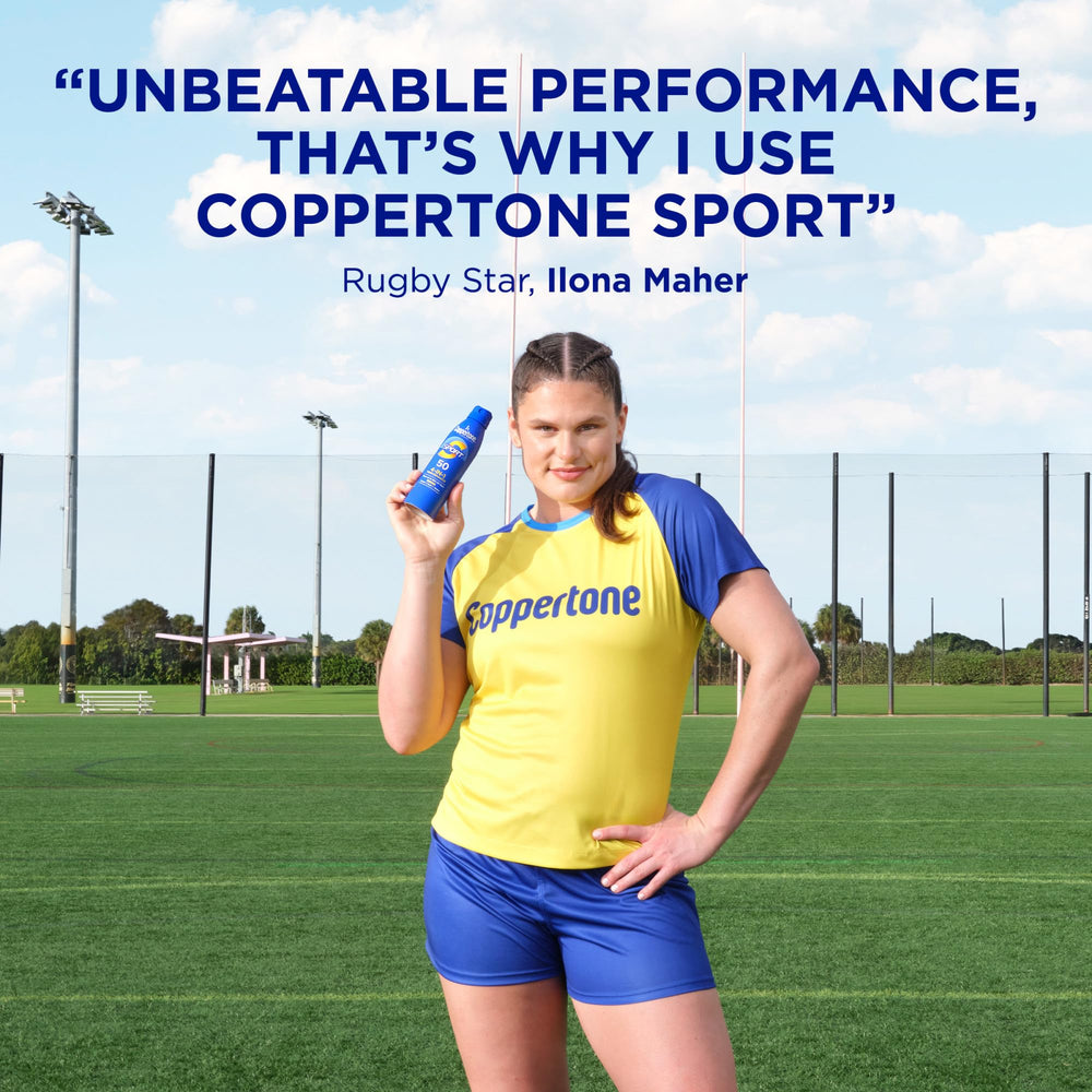 Coppertone Sport Sunscreen Spray shows water resistance up to 80 minutes during swimming