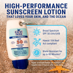 Coral Isles Hawaii Compliant Sunscreen SPF 50 on skin during sunny day.