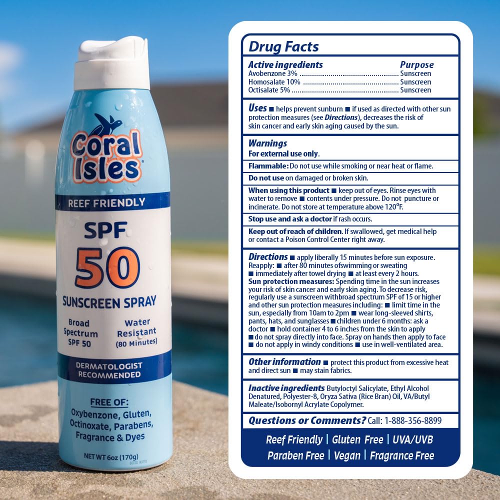 Coral Isles SPF50 sunscreen in ocean context