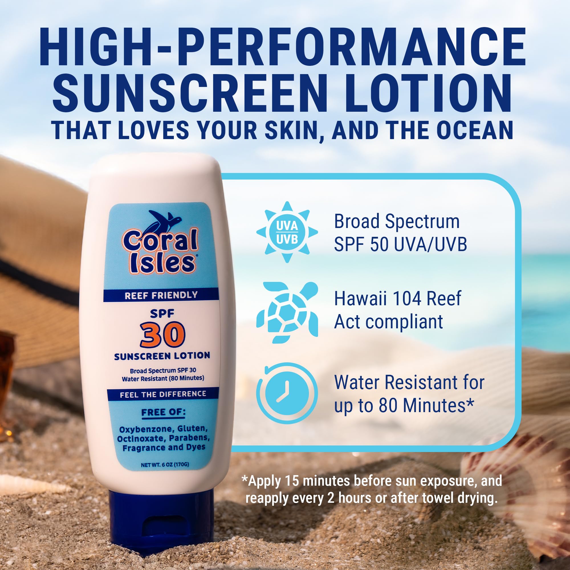 Coral Isles reef-safe Hawaii label visible for ocean-friendly protection