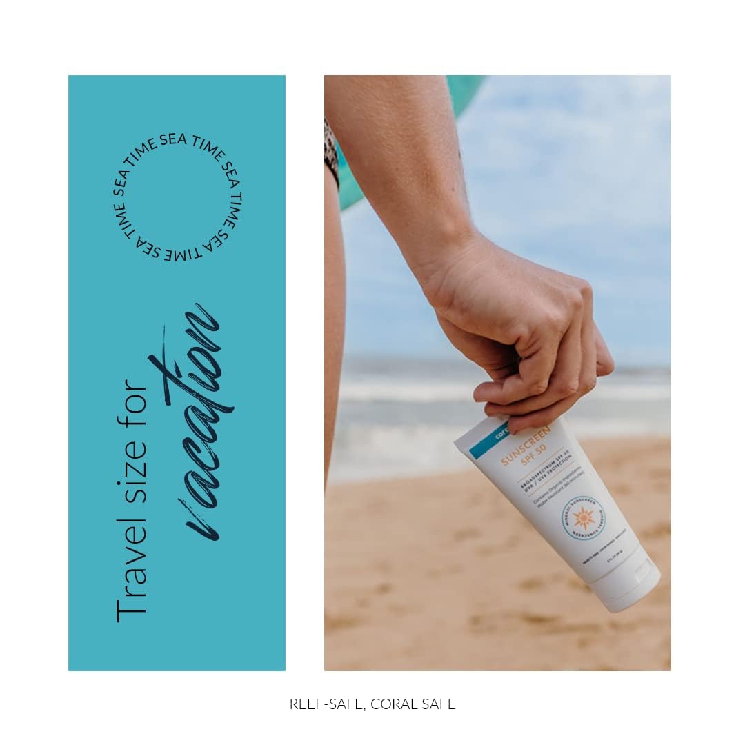Coral Safe biodegradable-ingredients emphasize eco-friendly sun care for vacations.