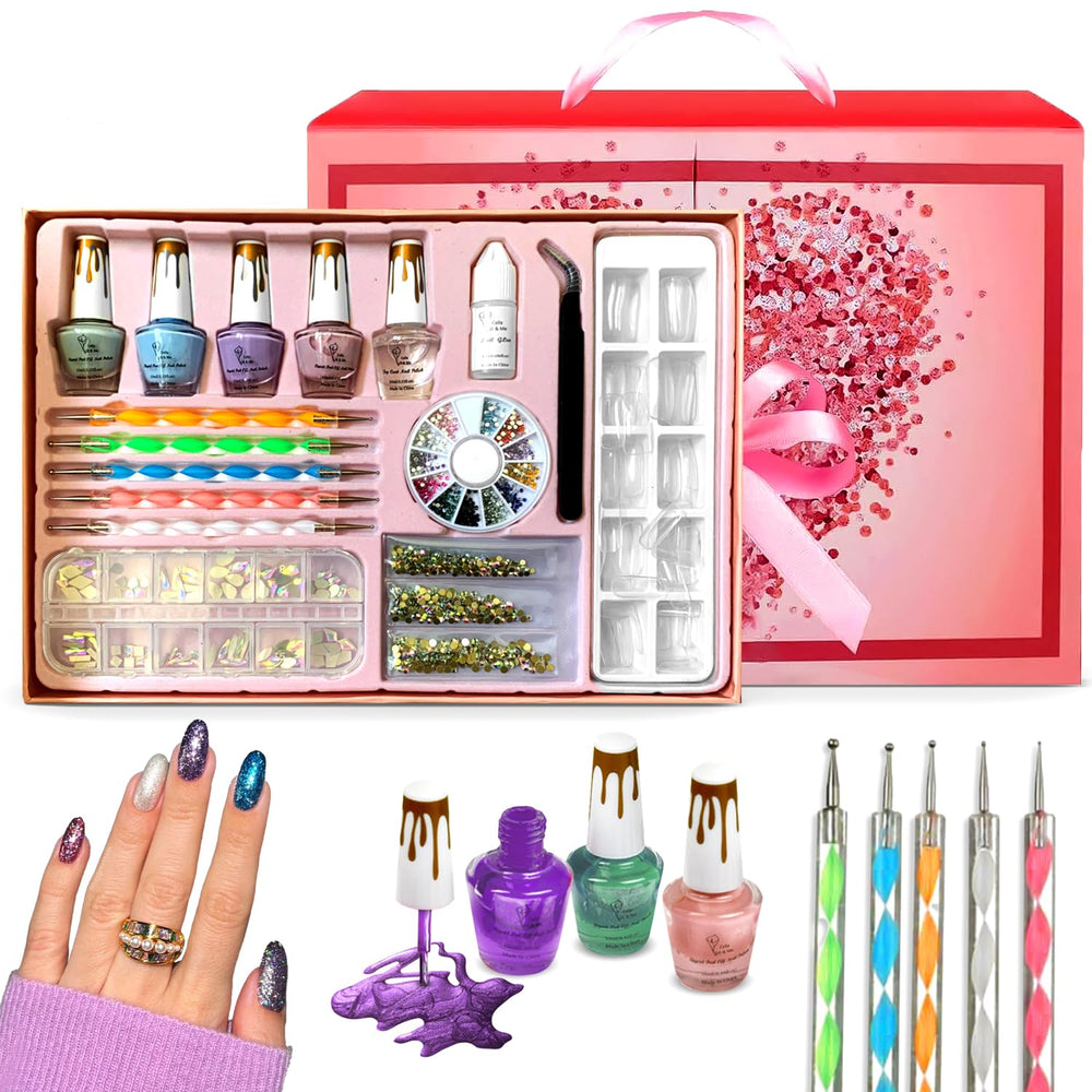 CoralBeau Nail Art Kit with rhinestones for custom glam nails at home