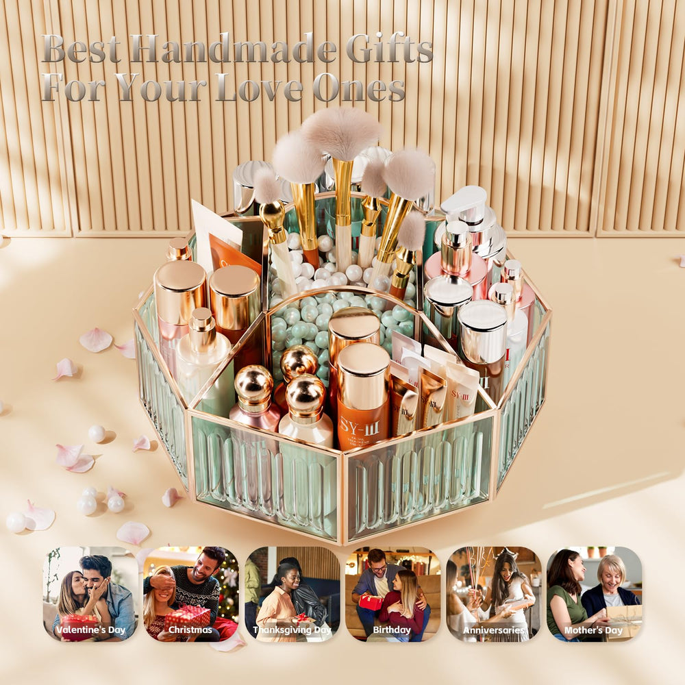 CoralHouse bathroom lazy susan-style organizer, turntable saves effort while grabbing items.