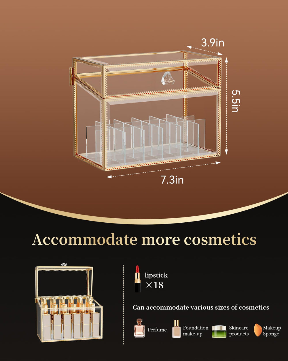 CoralHouse lipstick organizer 18-slot vanity for quick access to lip colors.