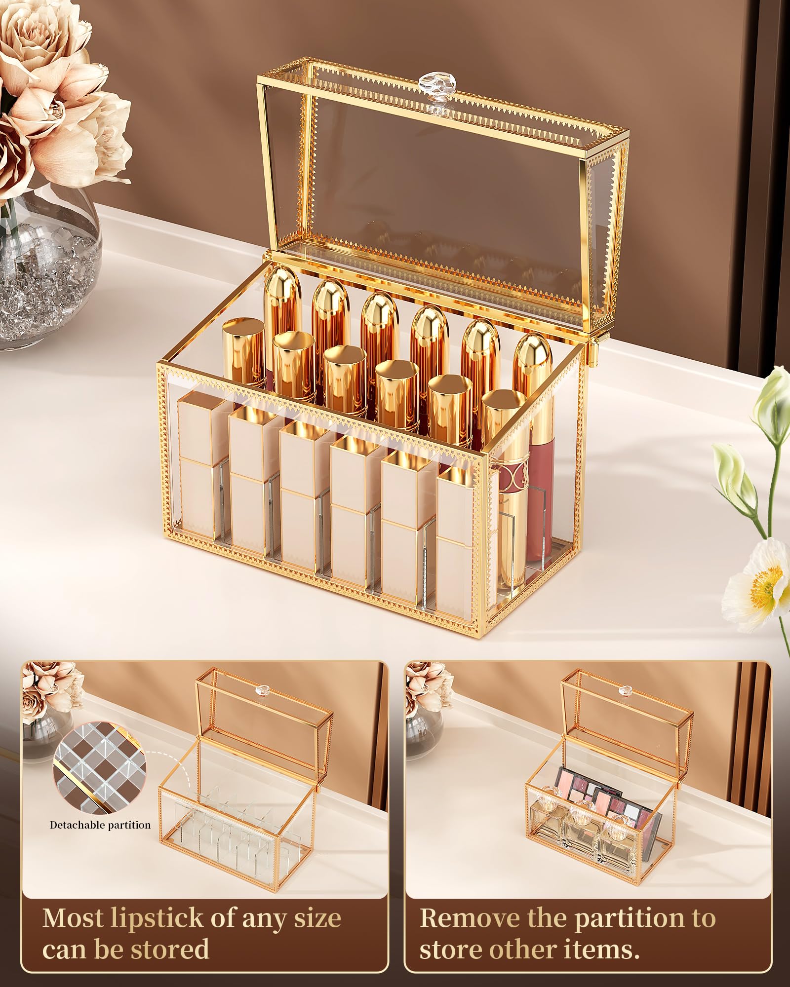 CoralHouse compact vanity organizer keeps lipsticks neat on small countertops.