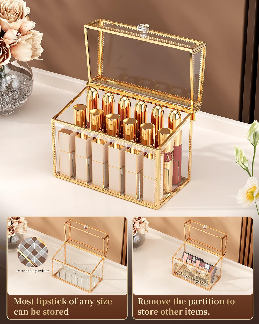 CoralHouse compact vanity organizer keeps lipsticks neat on small countertops.