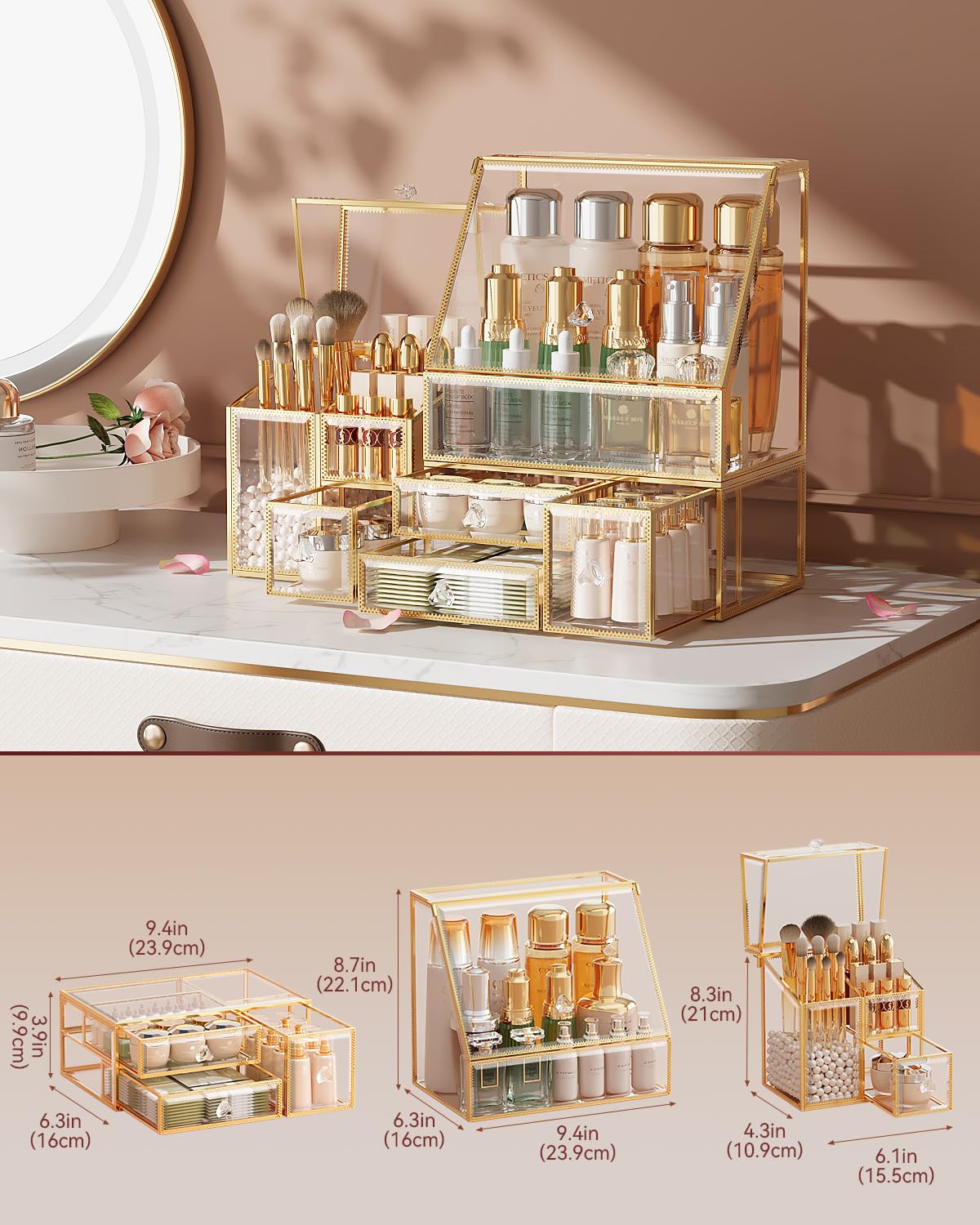 CoralHouse skincare-storage display-glass for moisturizers and serums