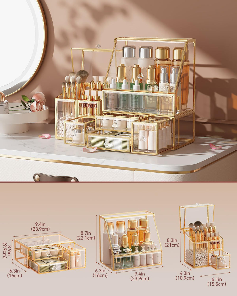 CoralHouse skincare-storage display-glass for moisturizers and serums