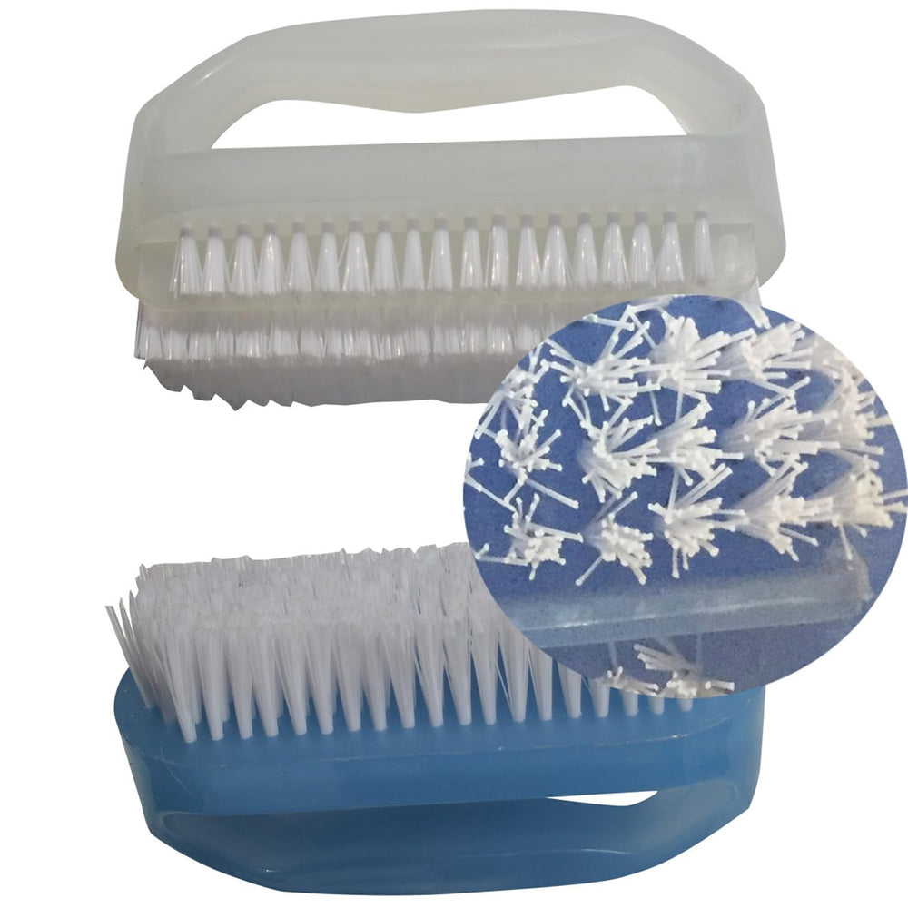 Coralpearl nylon bristles provide soft scrubbing without scratching nails.