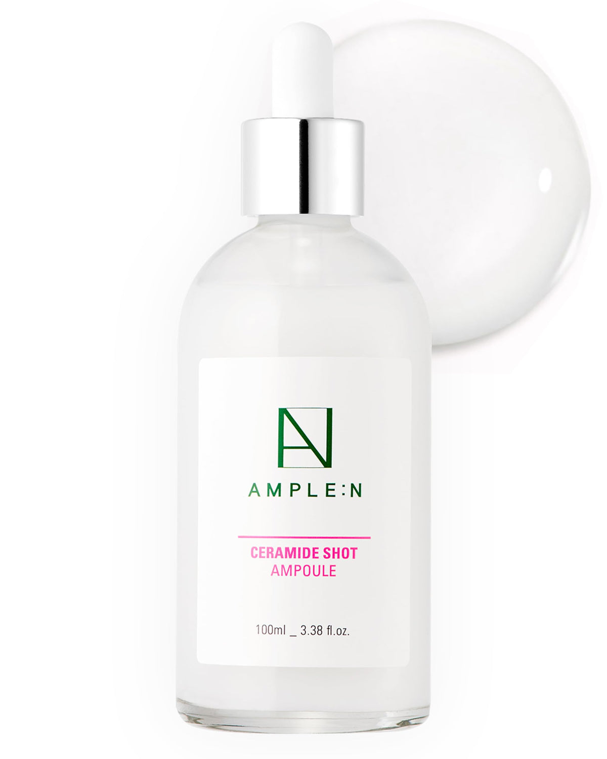 Coreana AMPLE:N Ceramide Shot Ampoule bottle close-up highlighting deep hydration benefit.