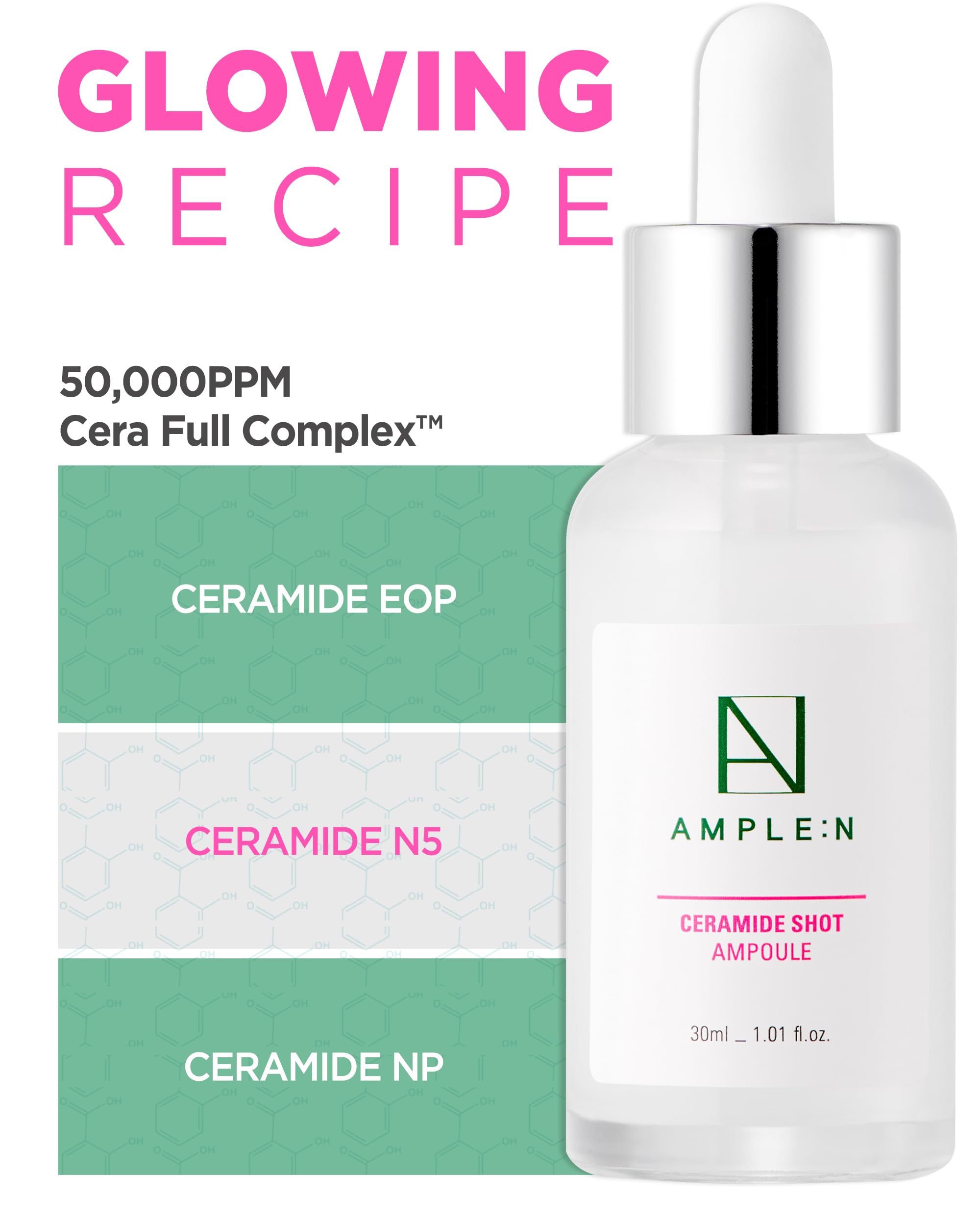 CORÉANA AMPLE:N ceramide shot ampoule cream texture close-up emphasizes smooth, non-greasy finish.