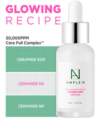 CORÉANA AMPLE:N ceramide shot ampoule cream texture close-up emphasizes smooth, non-greasy finish.