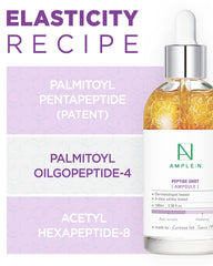 Coreana AMPLE:N Peptide Shot Ampoule texture close-up illustrating peptide threads for elasticity.