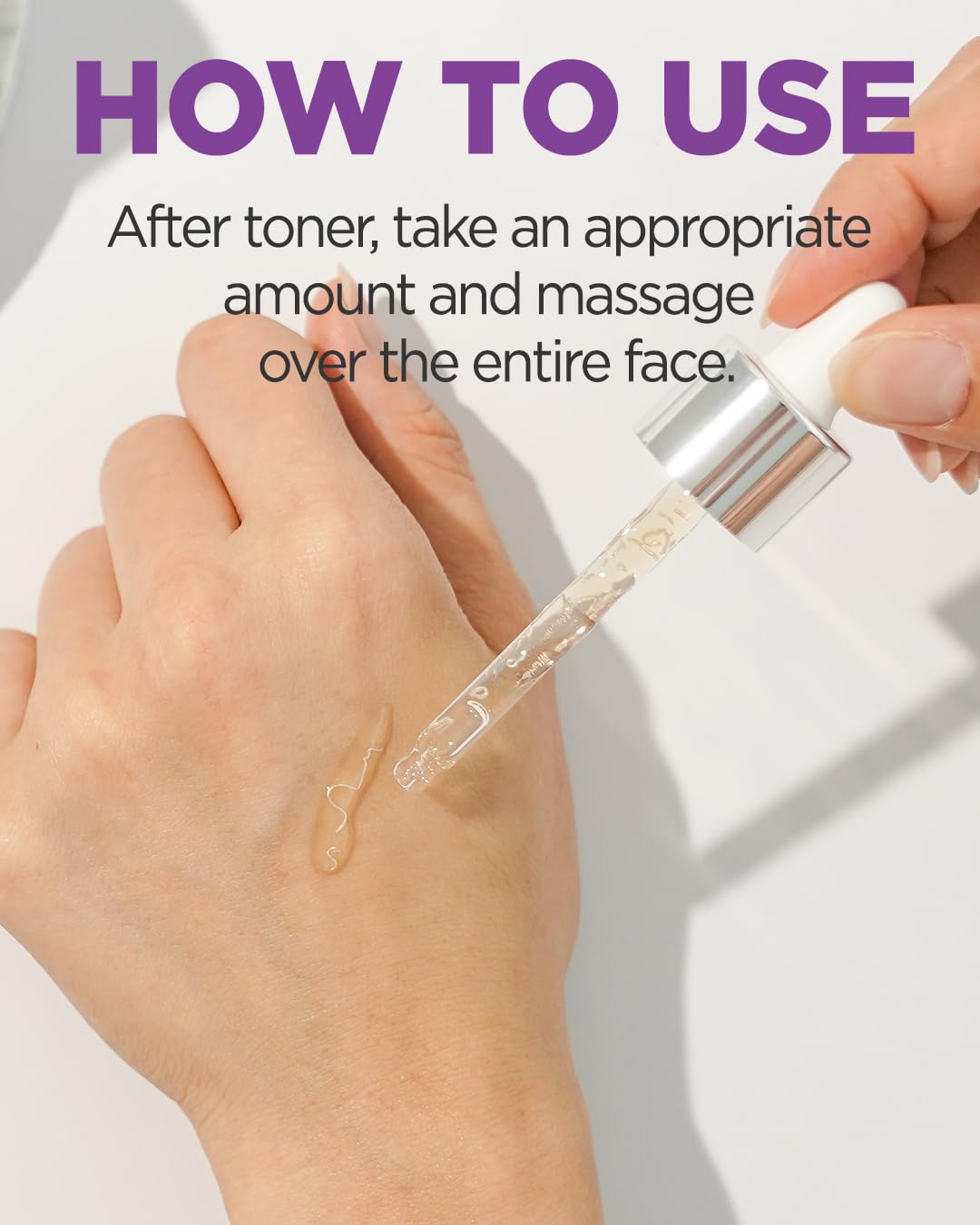 Coreana Ample:N Peptide Shot applied to the face hints at lifting and wrinkle-reducing potential