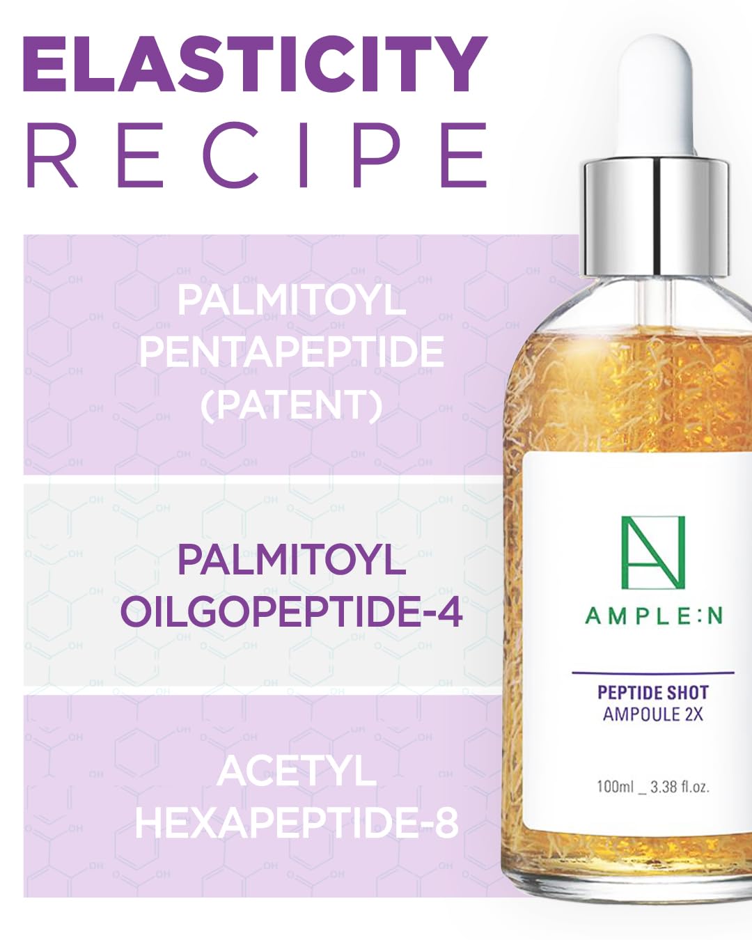 Coreana Ample:N Peptide Shot texture on hand demonstrates quick-absorbing, non-greasy finish