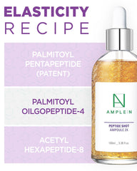 Coreana Ample:N Peptide Shot texture on hand demonstrates quick-absorbing, non-greasy finish