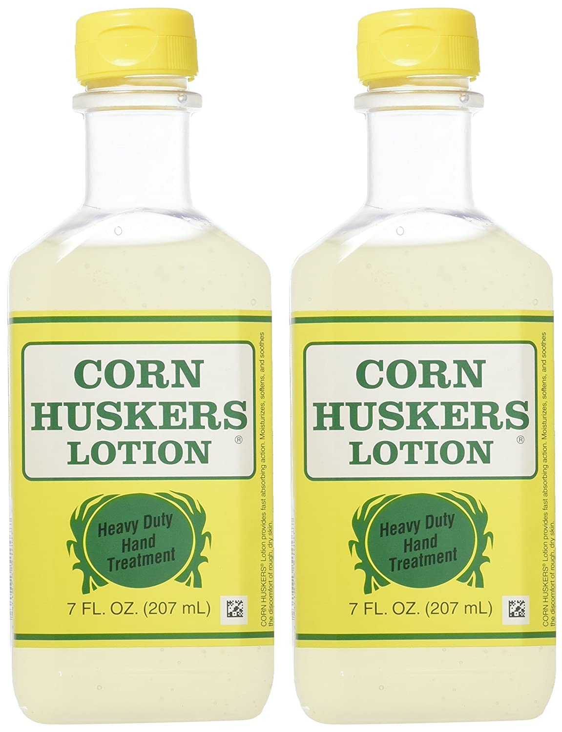 Corn Huskers oil-free hand lotion packaging with two 7 oz bottles for convenient value.