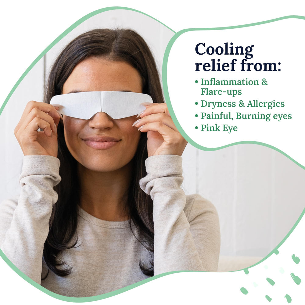 CorneaCare Rescue eye mask closeup hydrogel demonstrates soothing, hydrating properties for tired eyes.