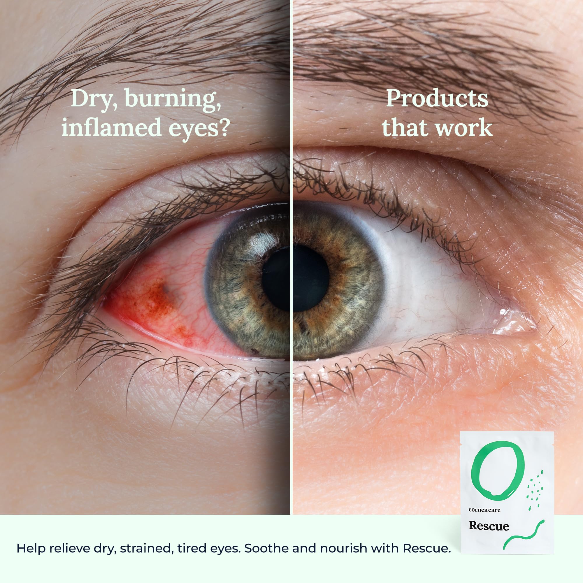 CorneaCare Rescue hydrogel layer reveals soothing hydration during use.