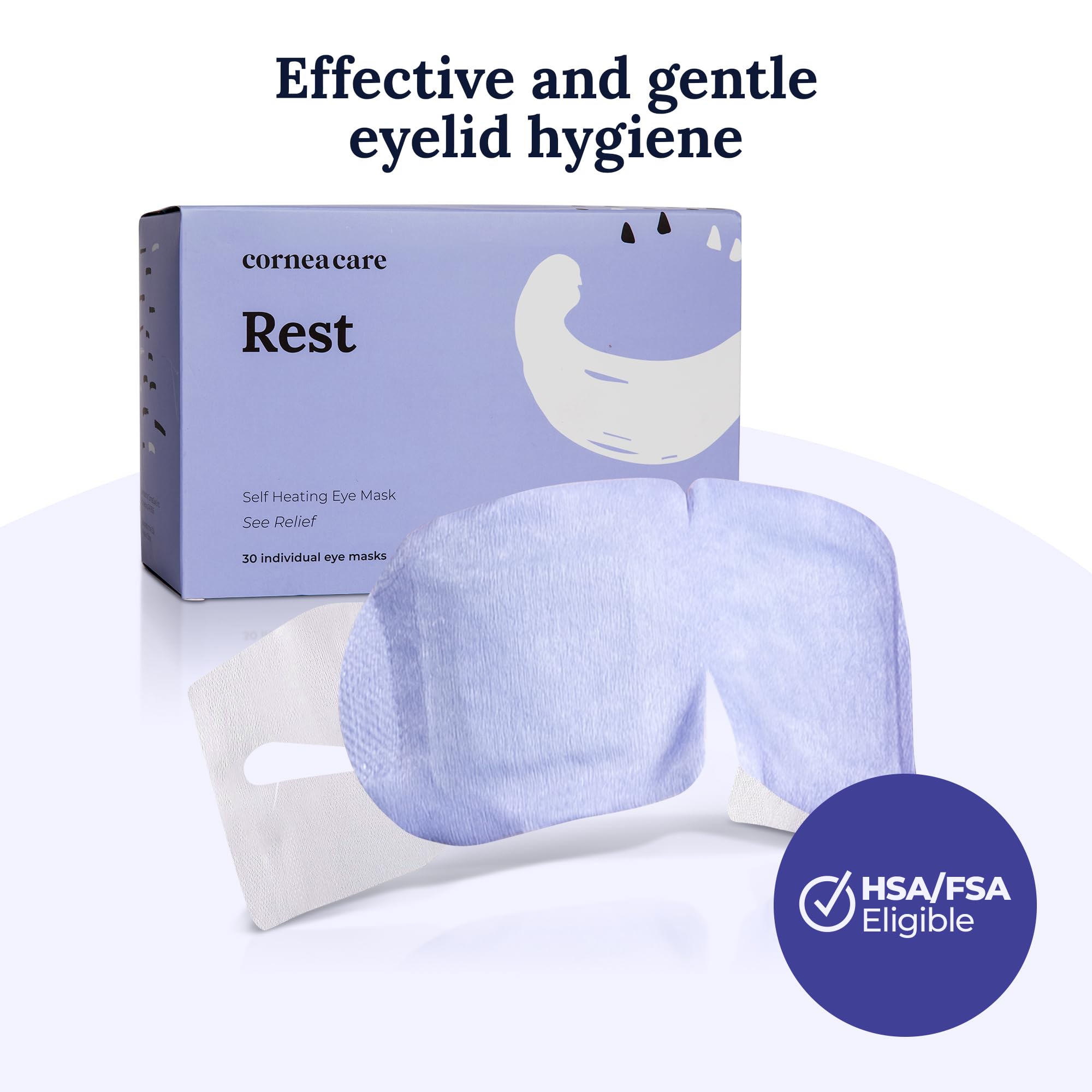CorneaCare Rest warmth in use on eyelids for gentle comfort.