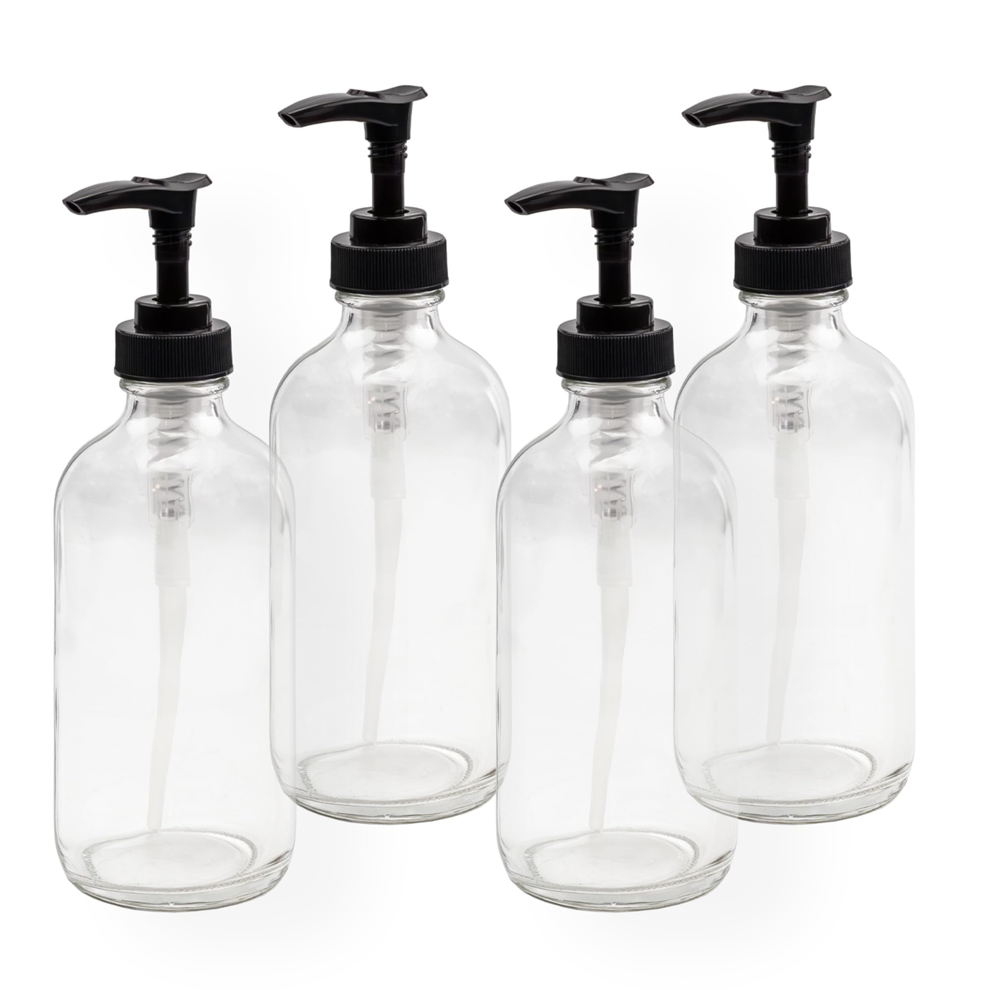Cornucopia Brands 8oz clear glass pump bottle for versatile liquids and blends