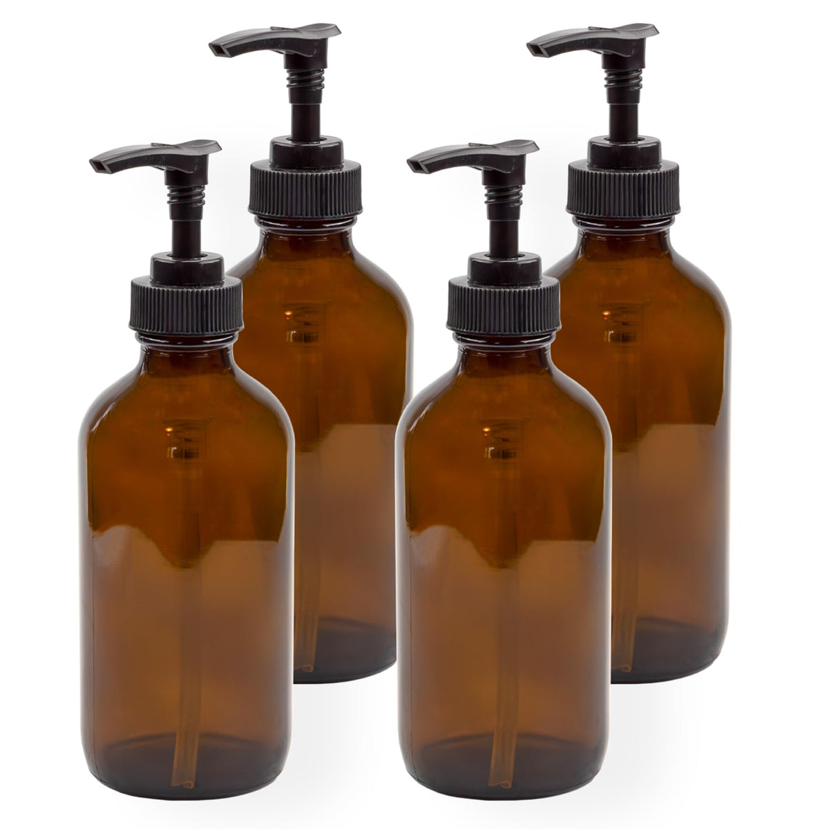 Cornucopia Brands 8oz amber glass bottle with pump set for easy dispensing.