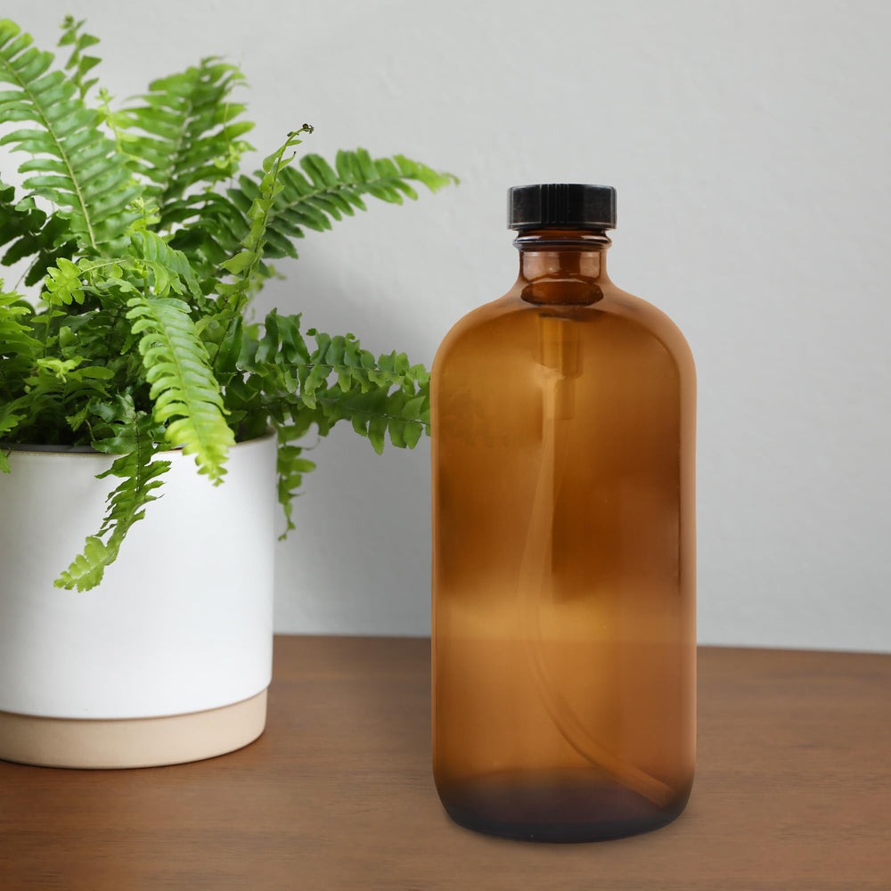 Cornucopia Brands amber bottle with ribbed 28-400 cap ensures secure sealing.