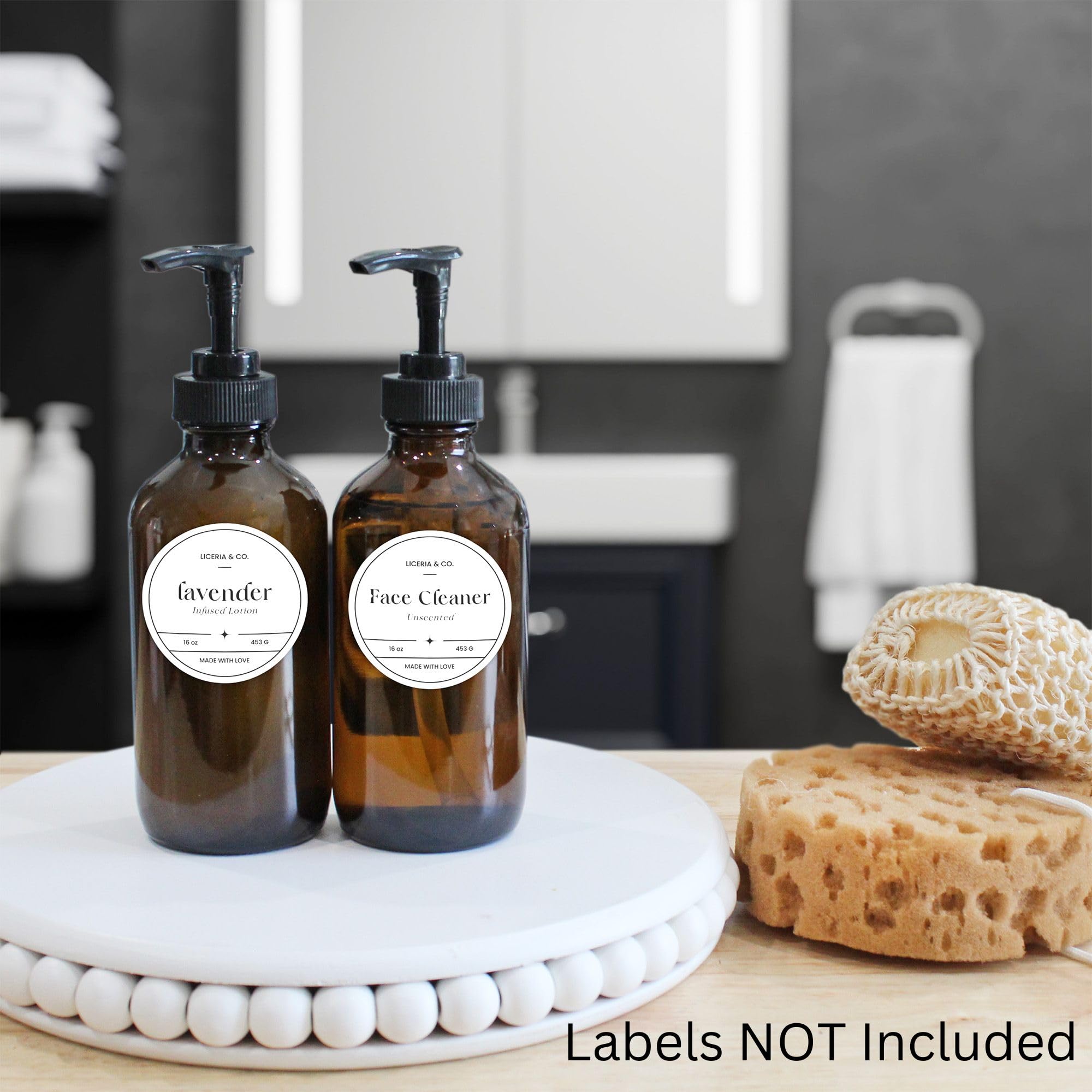 Cornucopia Brands amber bottles 4-pack ready for lotions, soaps, or oils.