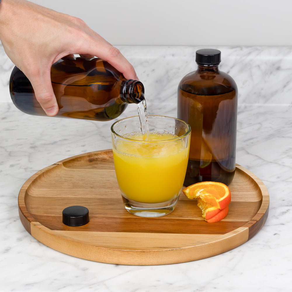 Cornucopia Brands sturdy glass suited for storing chemicals and solvents.