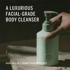Corpus Nº Green bottle with argan oil droplets highlights skin-softening nourishment.