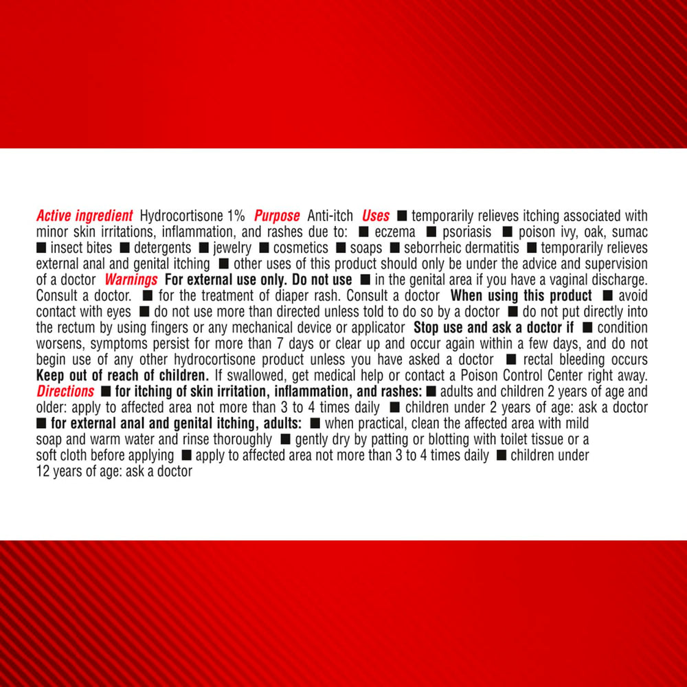 Cortizone 10 back label detailing active ingredients and benefits
